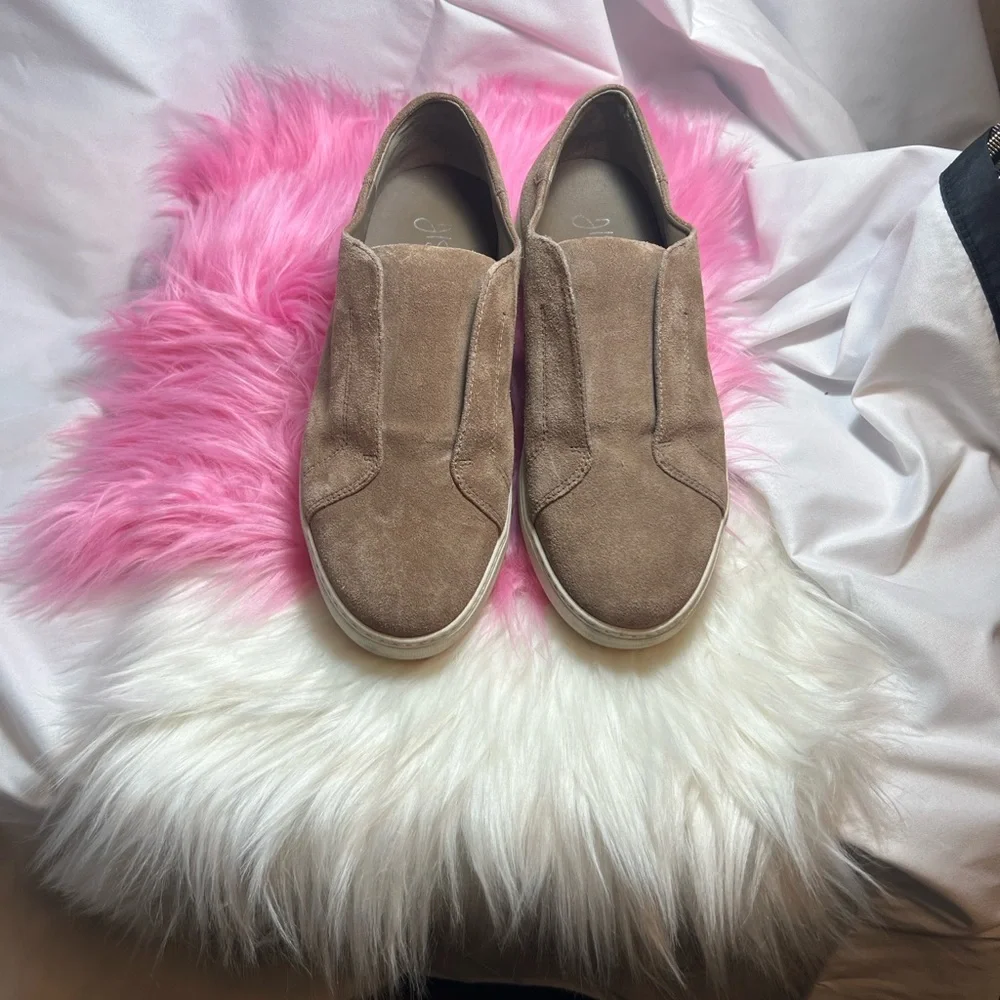 J Slides Women's Tan Slip-On Sneakers